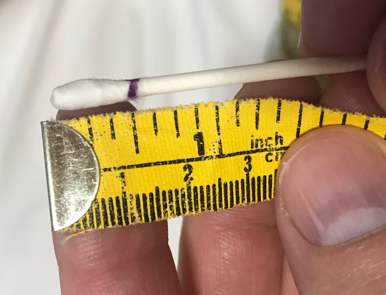 Swab next to a ruler
