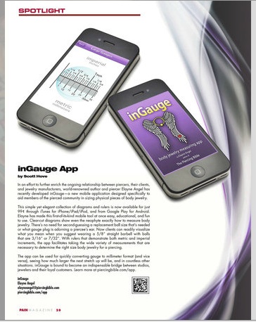 Pain Mag Spotlight on inGauge Body Jewelry Measuring APP