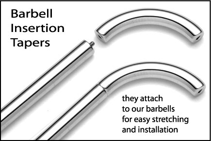 Insertion tapers for internally threaded jewelry