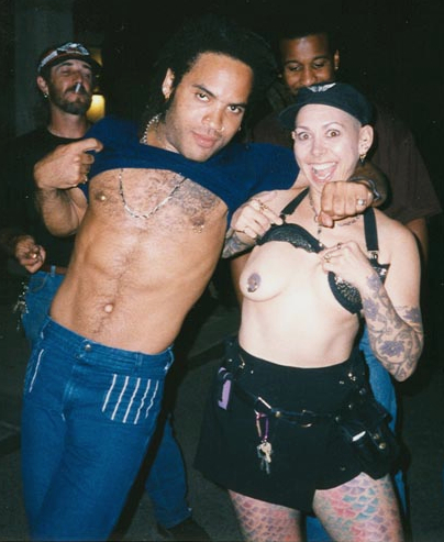Lenny Kravitz and I showing off our nipple piercings circa 1996