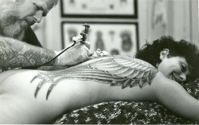 Bob Roberts tattooing my angel wings 1980s