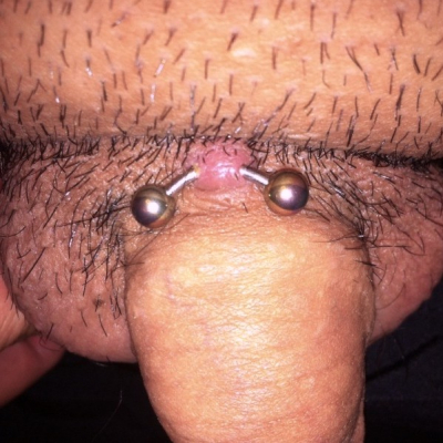 The same pubic piercing is obviously rejecting