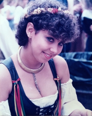 Elayne Angel in costume at the Renaissance Faire