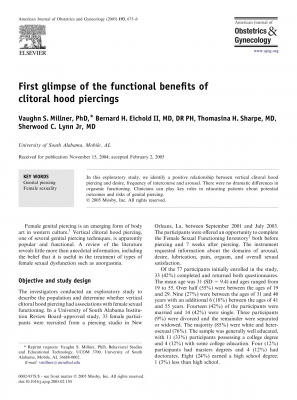Vertical Clitoral Hood (VCH) piercing research in the American Journal of Obstetrics & Gynecology