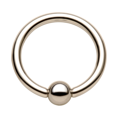 A captive bead ring in 3/4" diameter or large is a common initial jewelry option for the lorum piercing