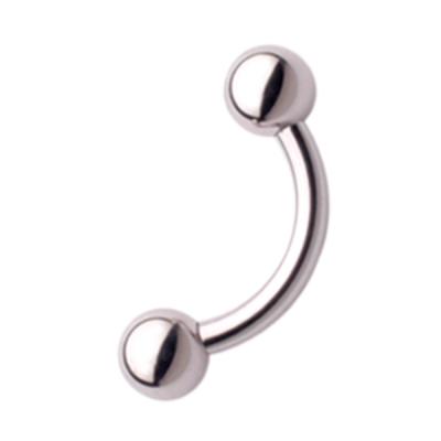 A curved bar with spherical (ball) threaded ends is a common initial jewelry style for the fourchette piercing
