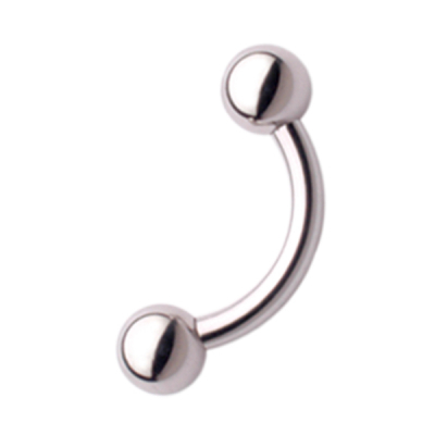A curved barbell is another common choice for initial jewelry in guiche piercings