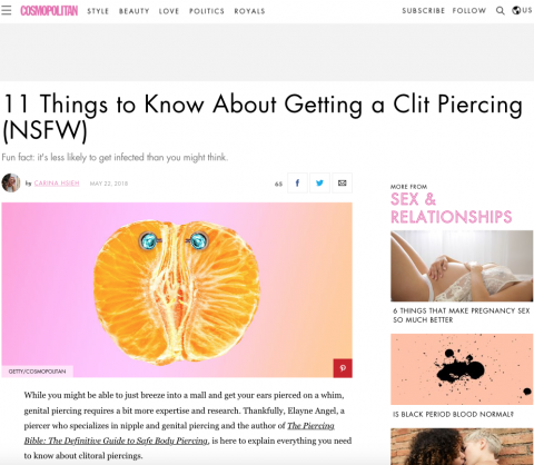 Cosmo article 11 things to know about getting a clit piercing Thumbnail