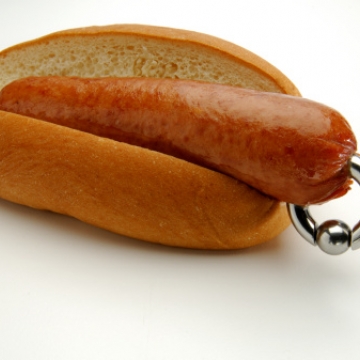 Pierced hot dog in a bun Thumbnail